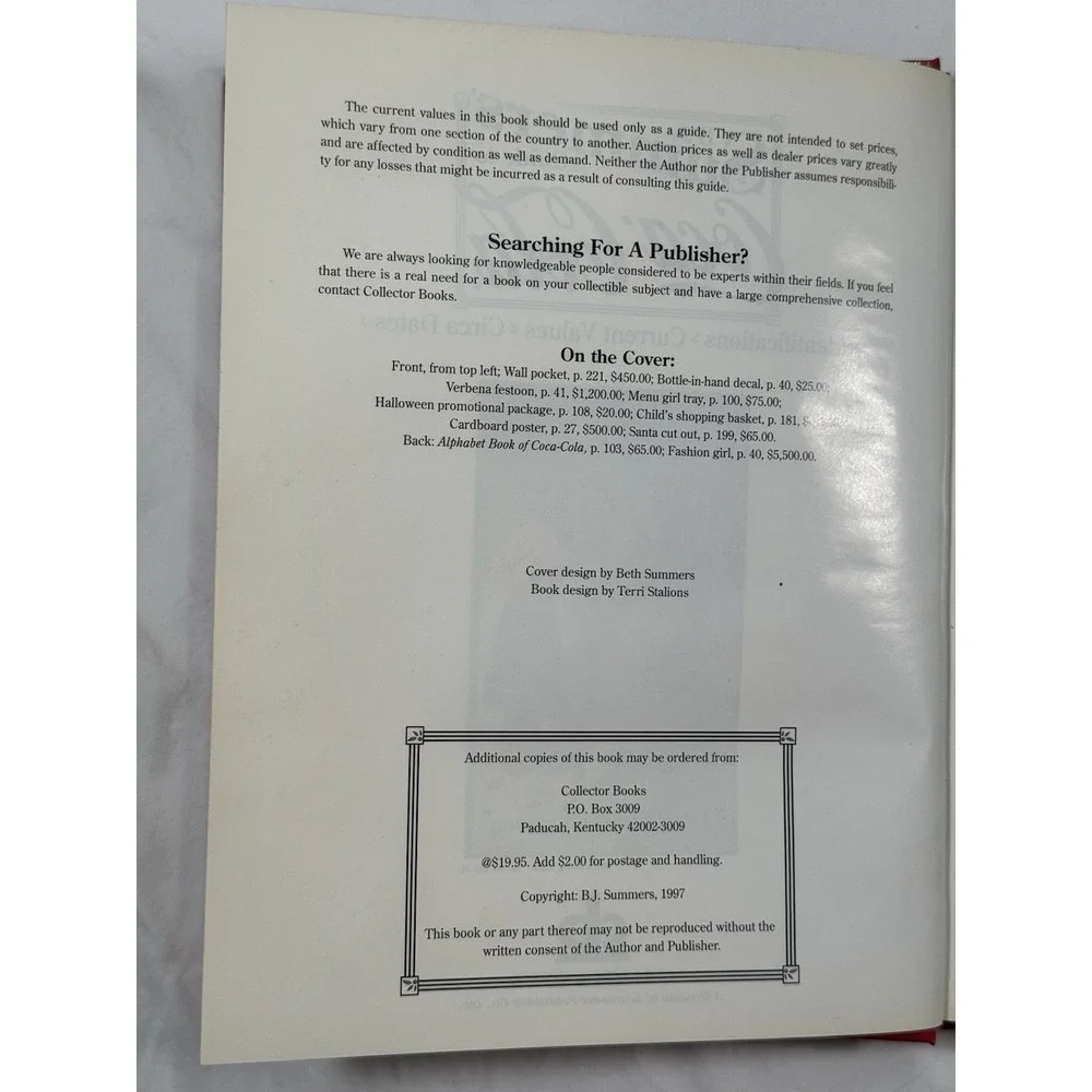 BJ Summers Guide To Coca-Cola Book‎ 1997 Collector Values Identification Guide